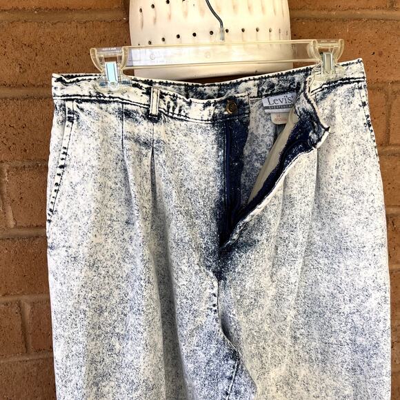 VTG 80s Levi's Sportswear Acid Wash Pleated Hi Rise Tapered Denim Jeans Plus 16 - Picture 6 of 16